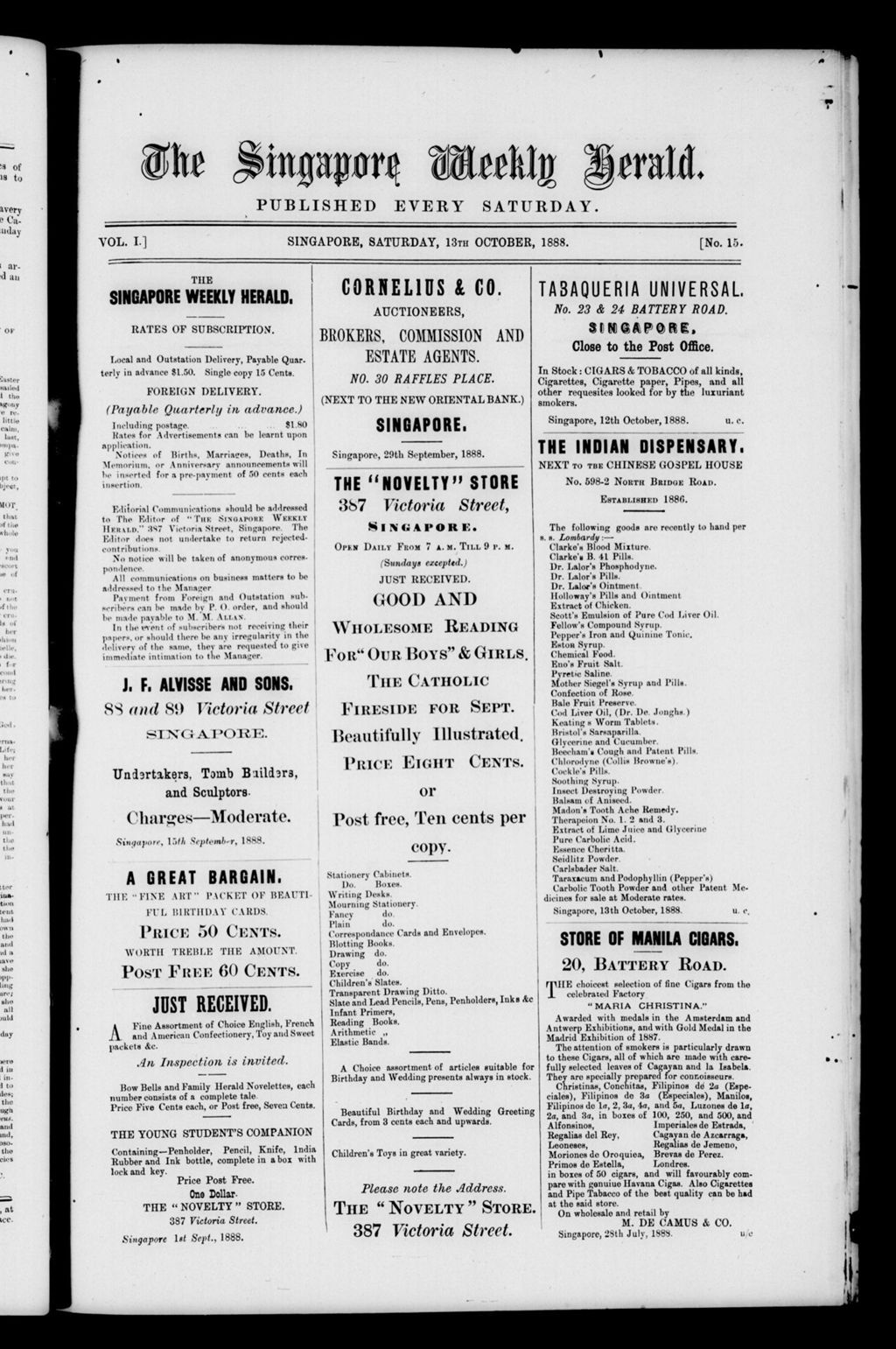 Miniature of Singapore Weekly Herald 13 October 1888