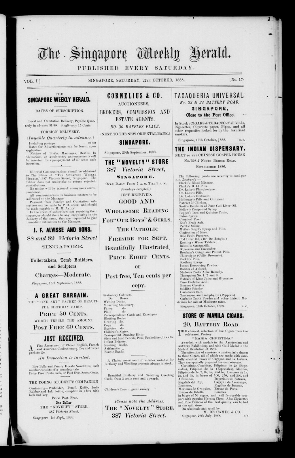 Miniature of Singapore Weekly Herald 27 October 1888