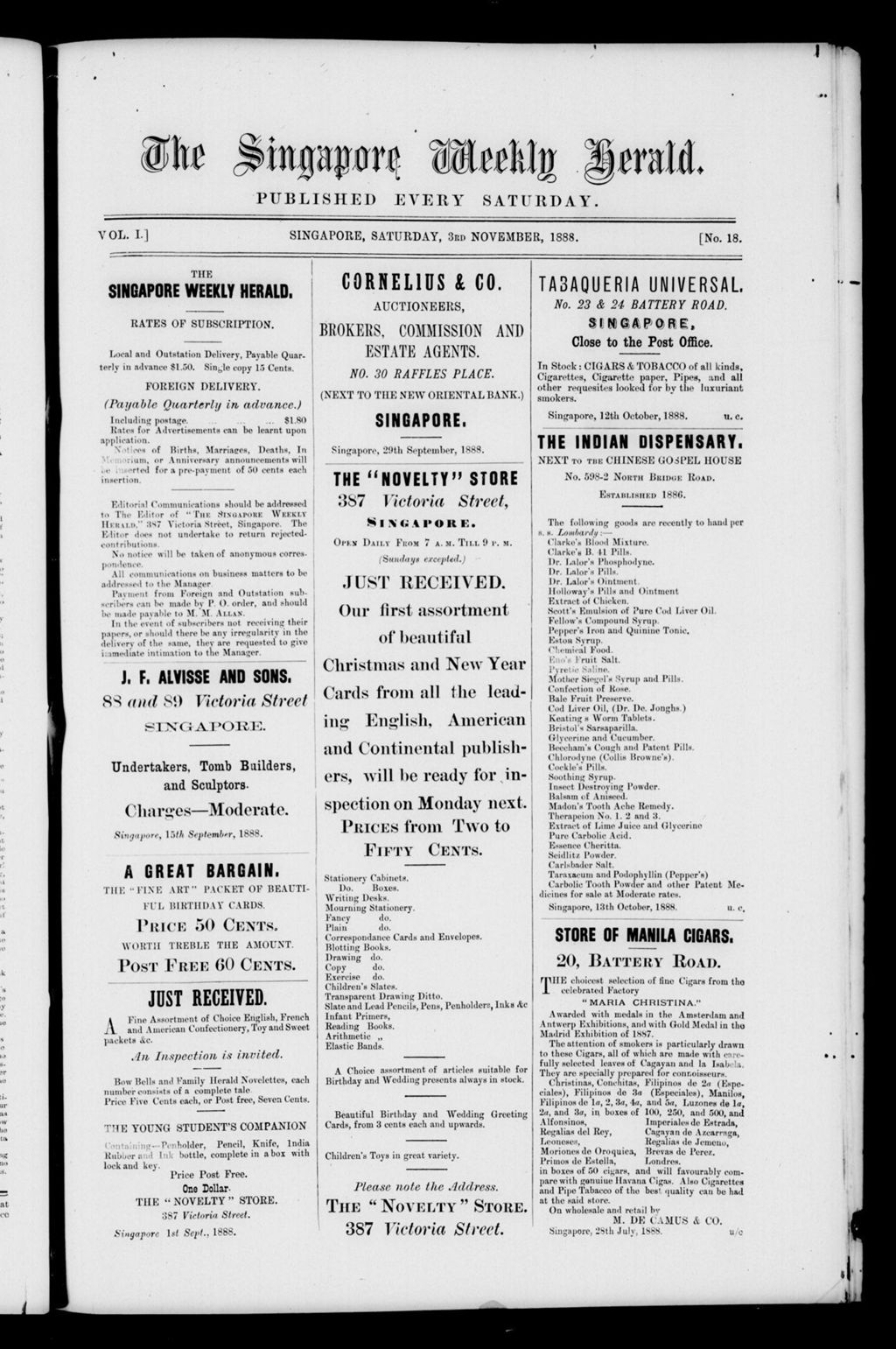 Miniature of Singapore Weekly Herald 03 November 1888