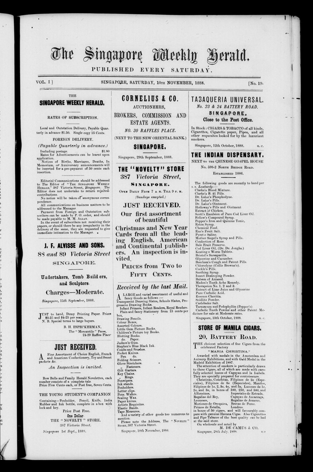 Miniature of Singapore Weekly Herald 10 November 1888