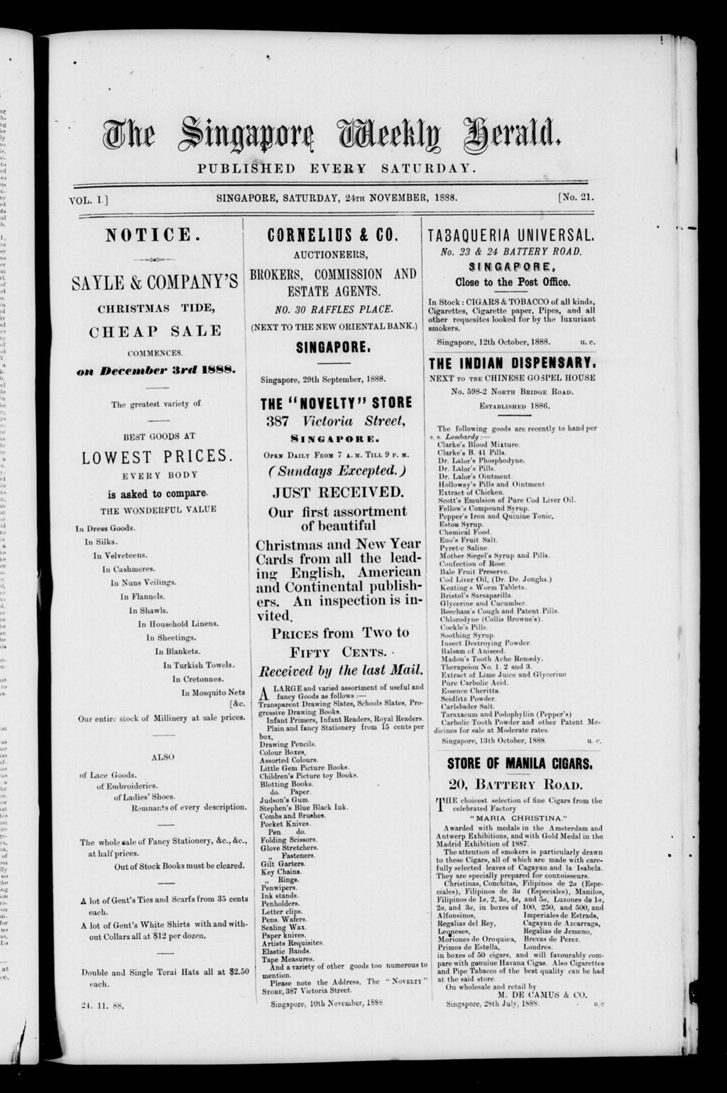 Miniature of Singapore Weekly Herald 24 November 1888