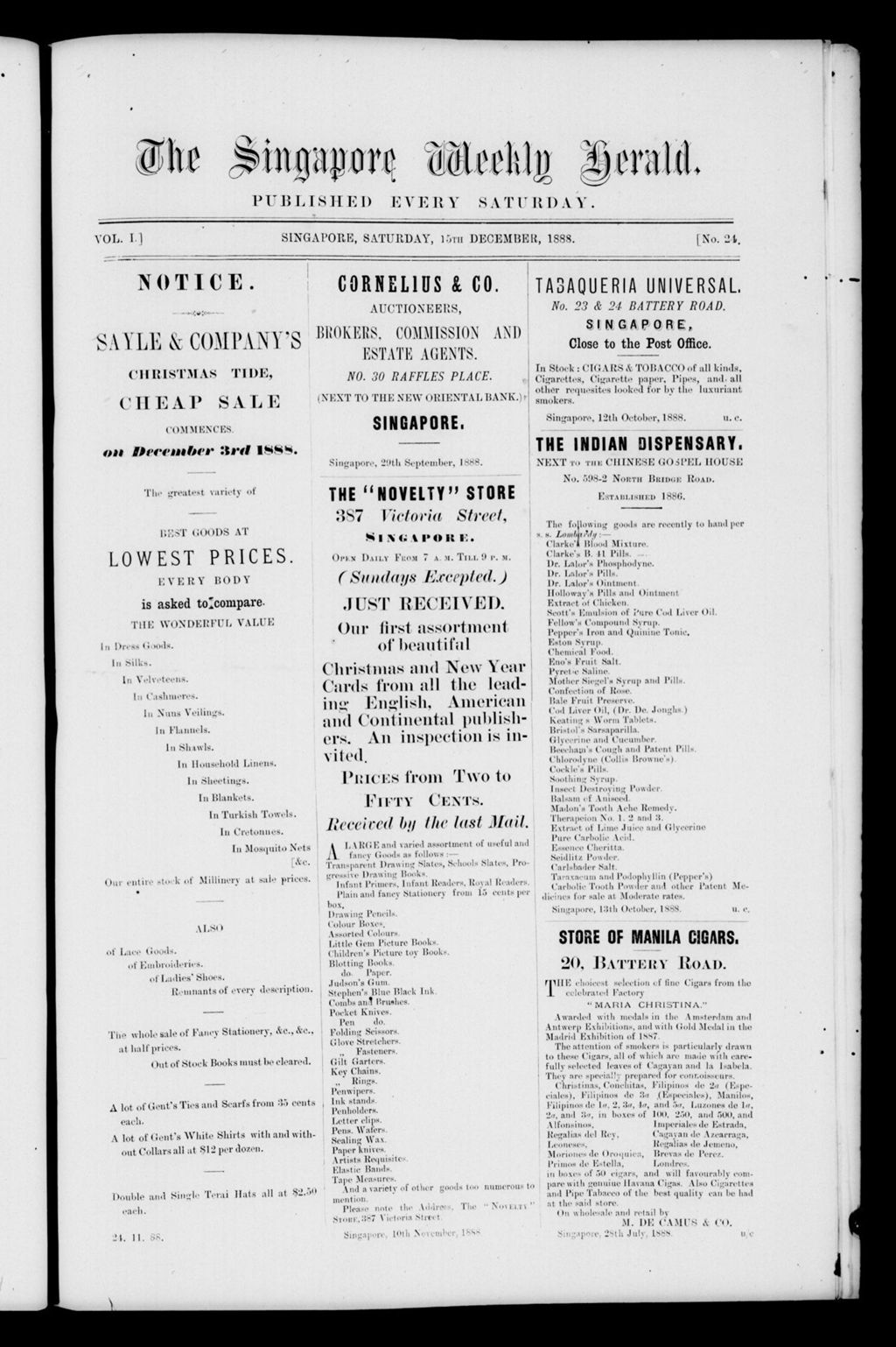 Miniature of Singapore Weekly Herald 15 December 1888