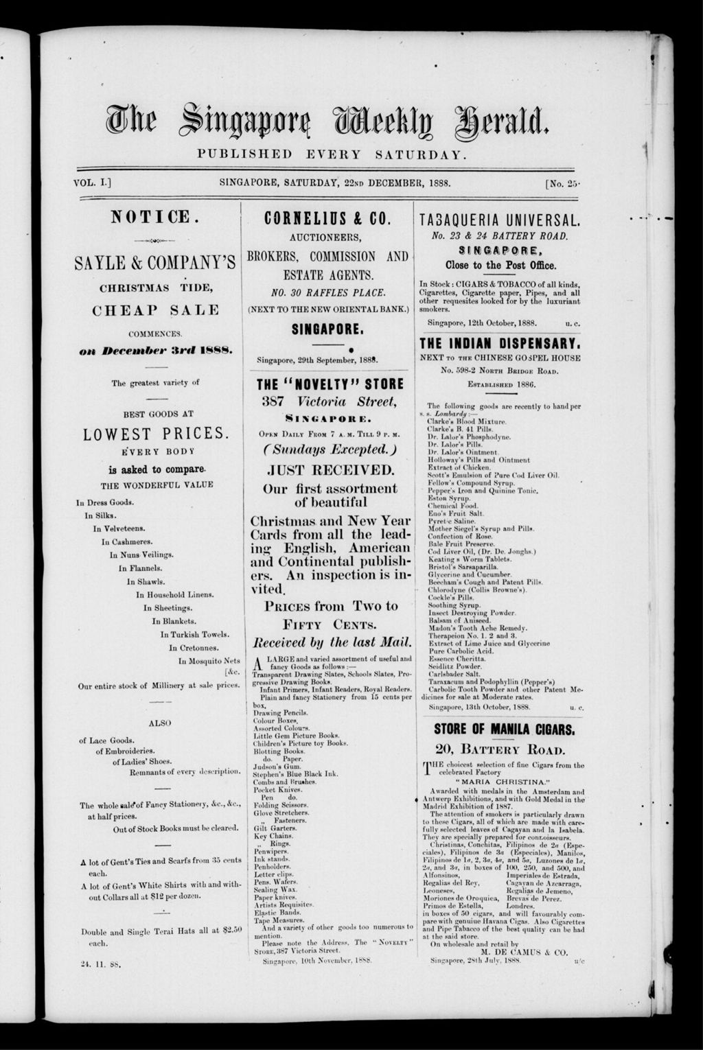 Miniature of Singapore Weekly Herald 22 December 1888