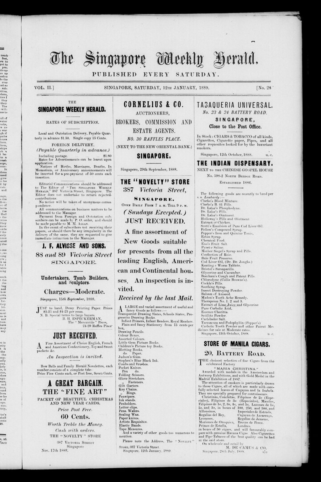 Miniature of Singapore Weekly Herald 12 January 1889