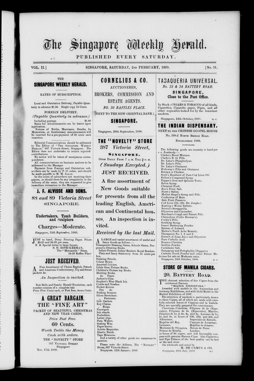 Miniature of Singapore Weekly Herald 02 February 1889