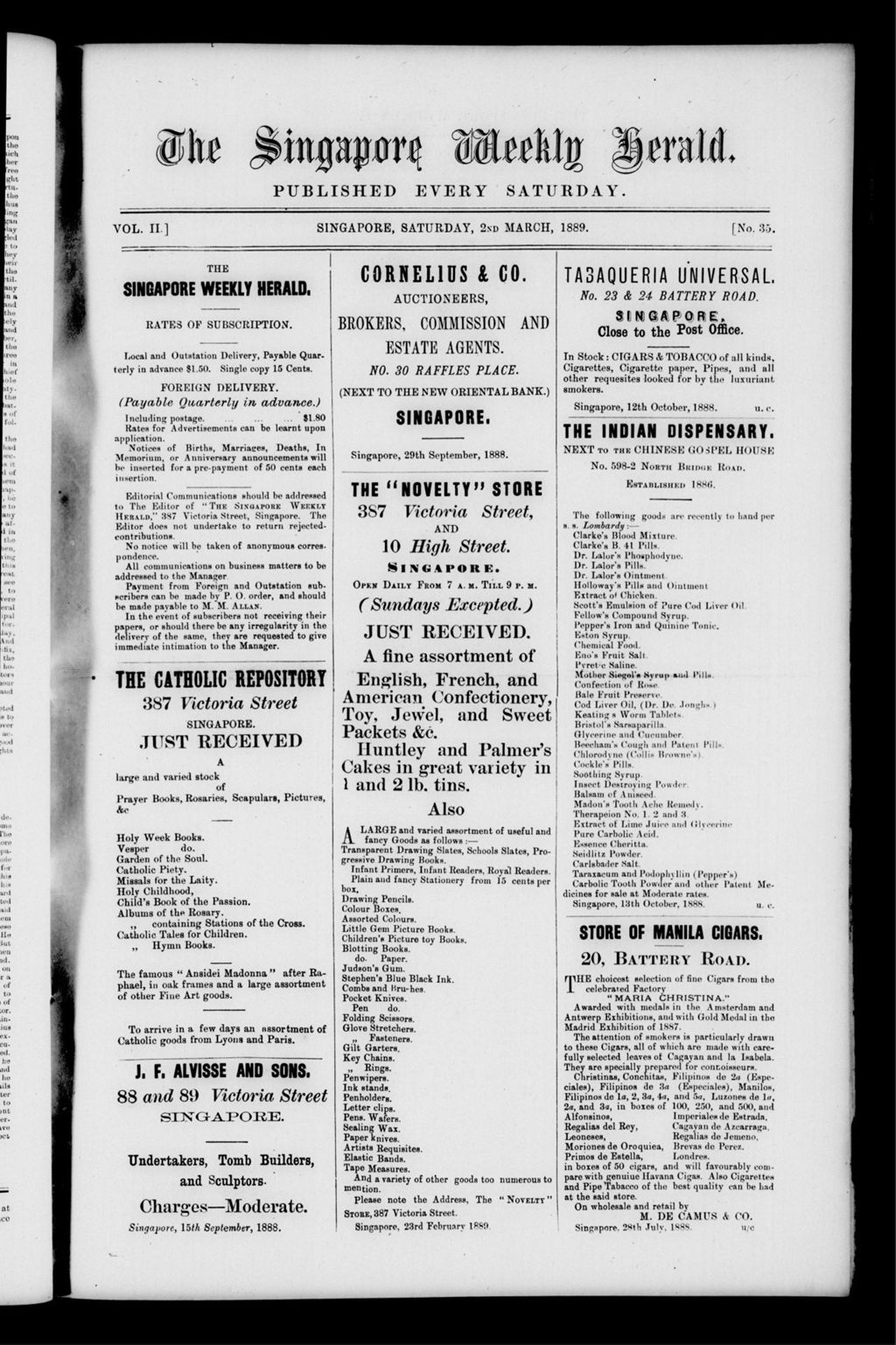 Miniature of Singapore Weekly Herald 02 March 1889