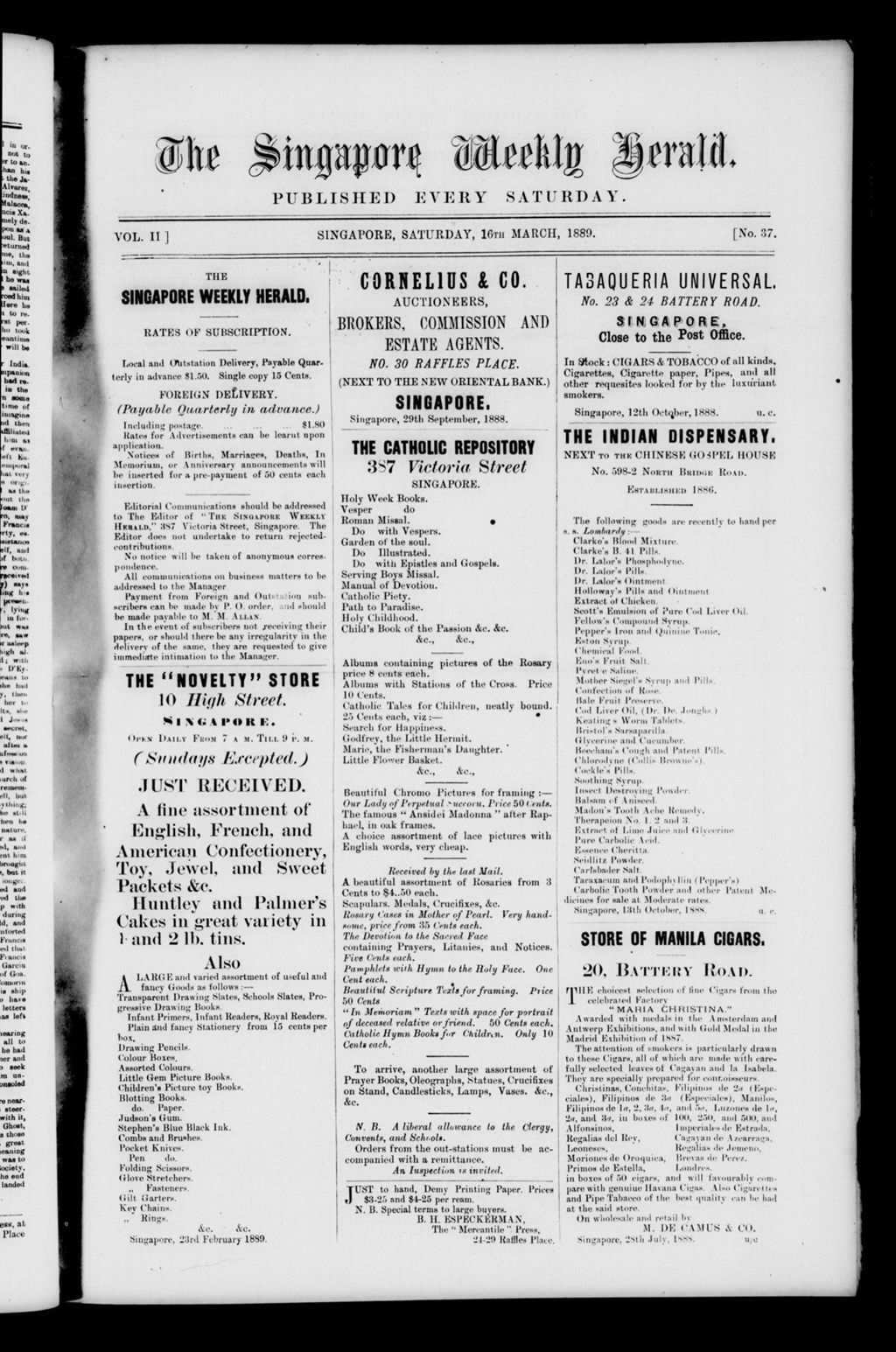 Miniature of Singapore Weekly Herald 16 March 1889