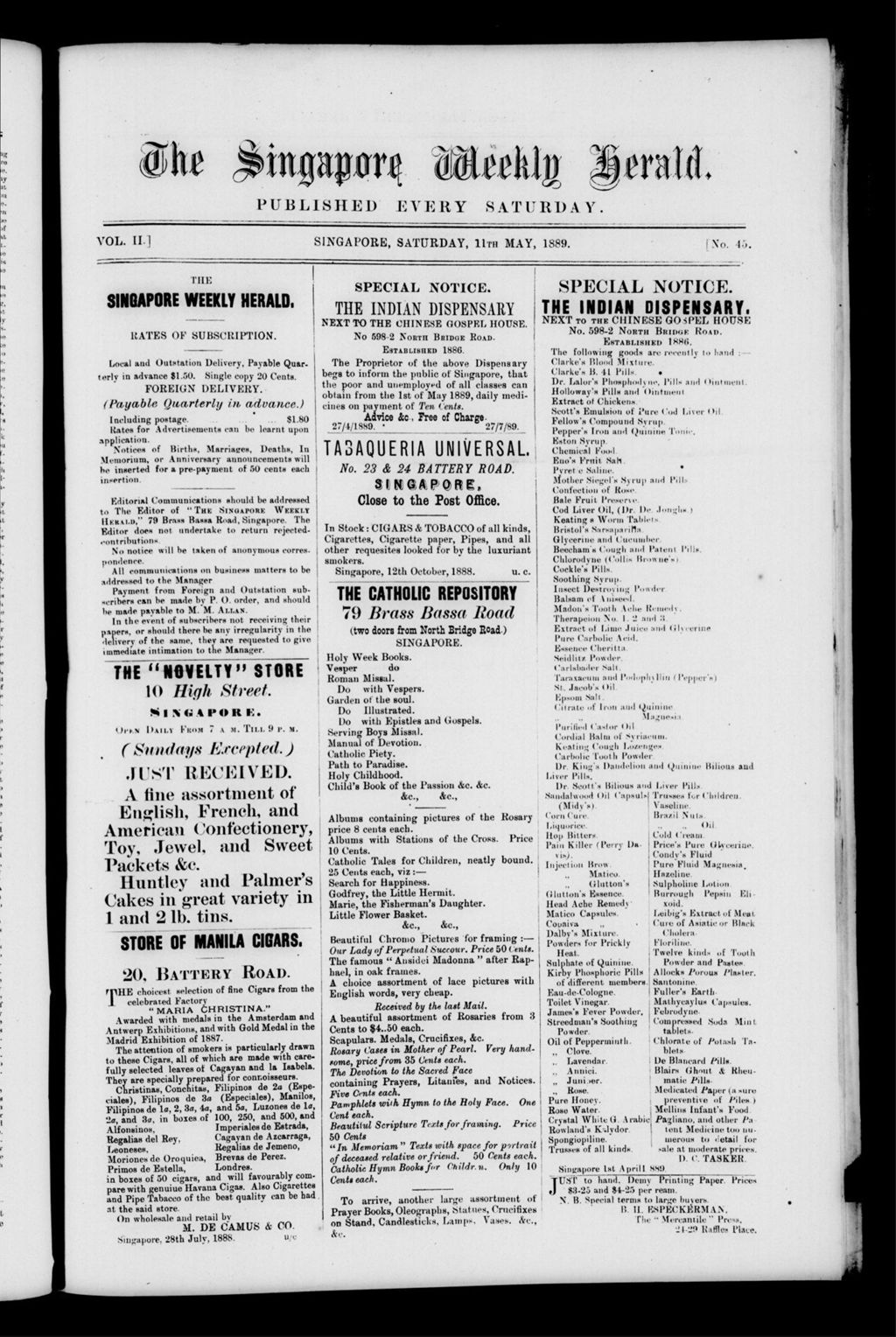 Miniature of Singapore Weekly Herald 11 May 1889