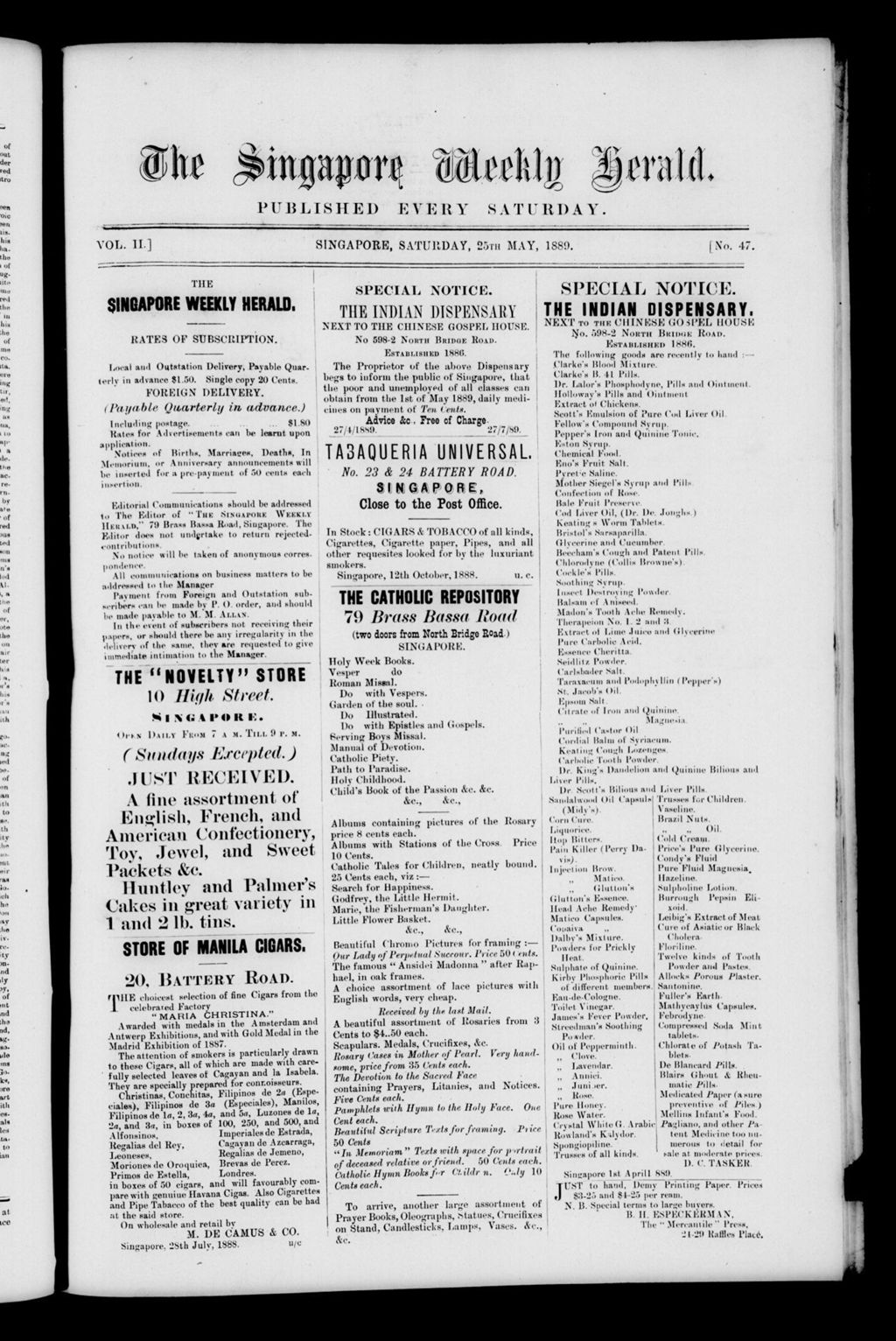 Miniature of Singapore Weekly Herald 25 May 1889