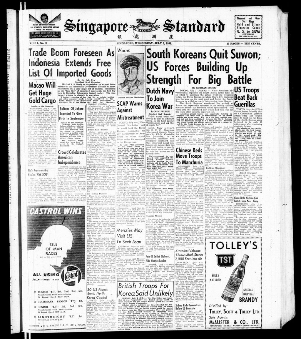 Miniature of Singapore Standard 05 July 1950