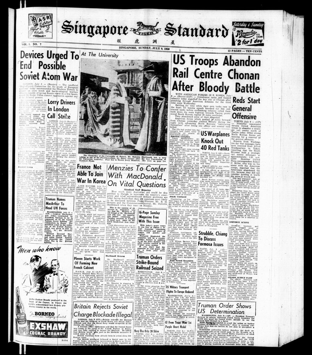 Miniature of Singapore Standard 09 July 1950