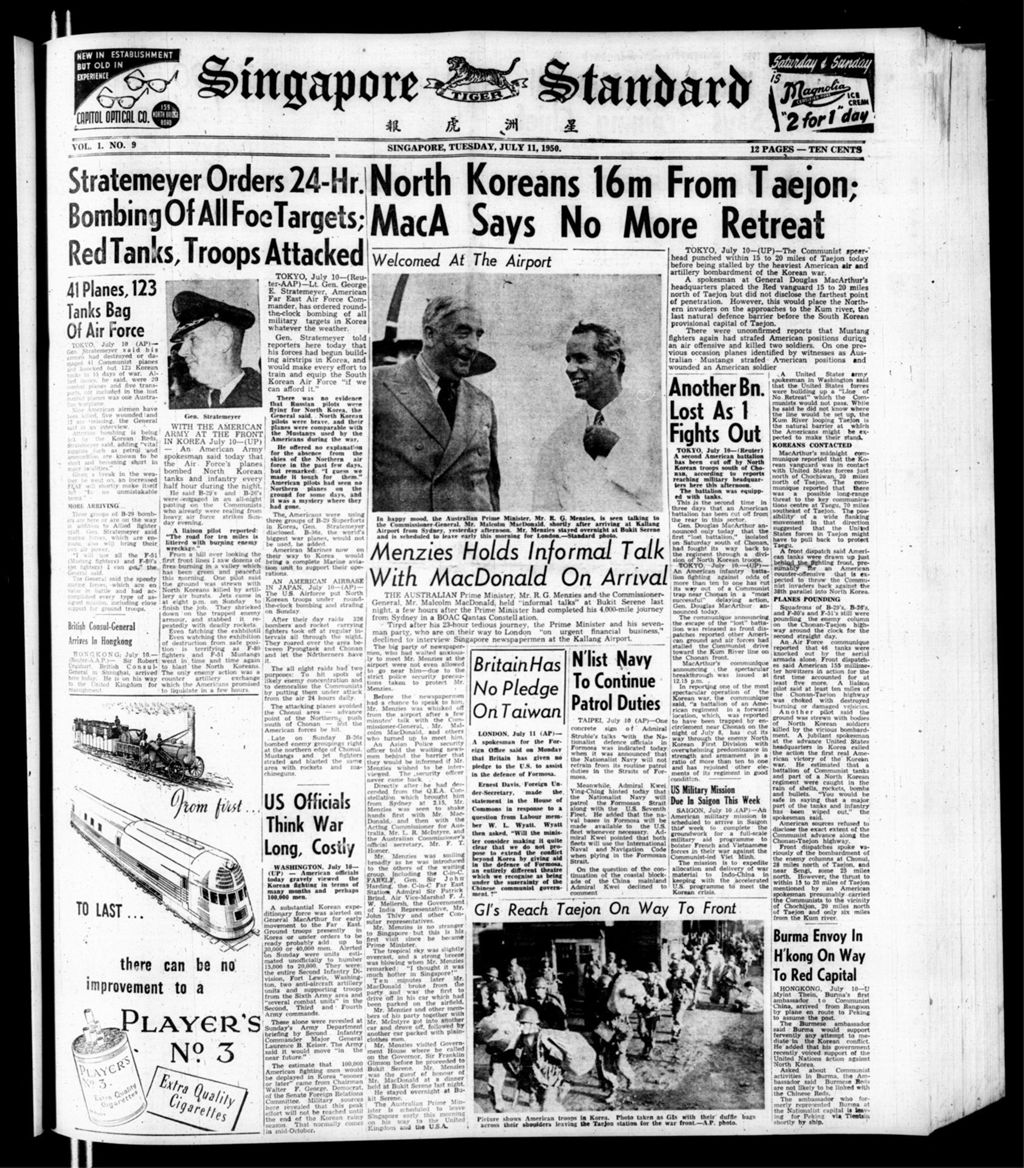 Miniature of Singapore Standard 11 July 1950