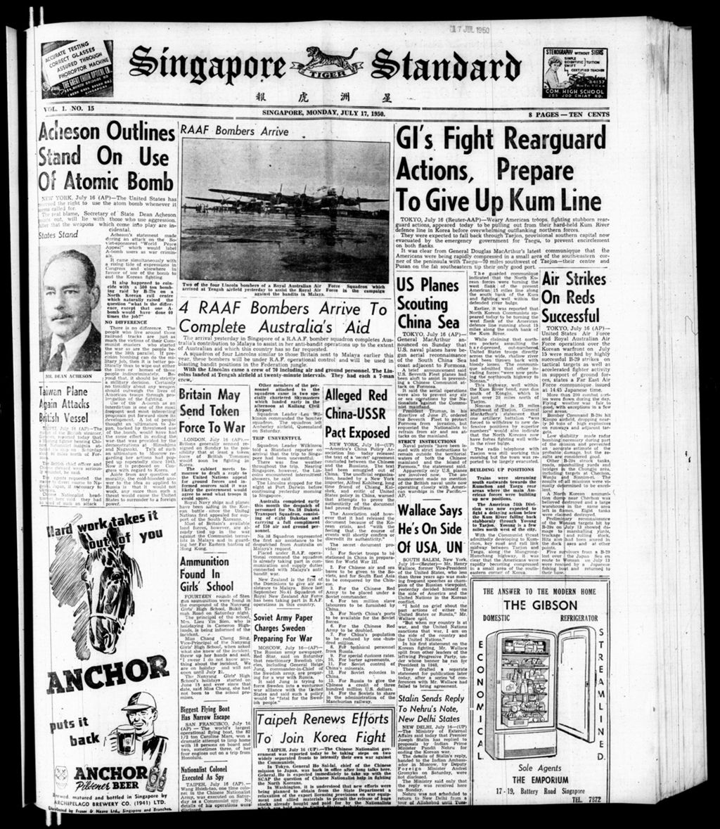 Miniature of Singapore Standard 17 July 1950