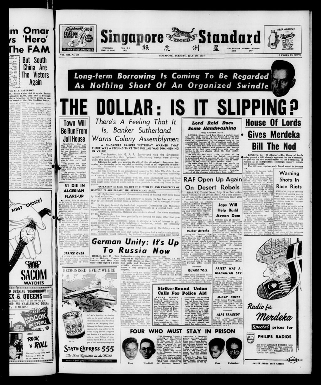 Miniature of Singapore Standard 30 July 1957