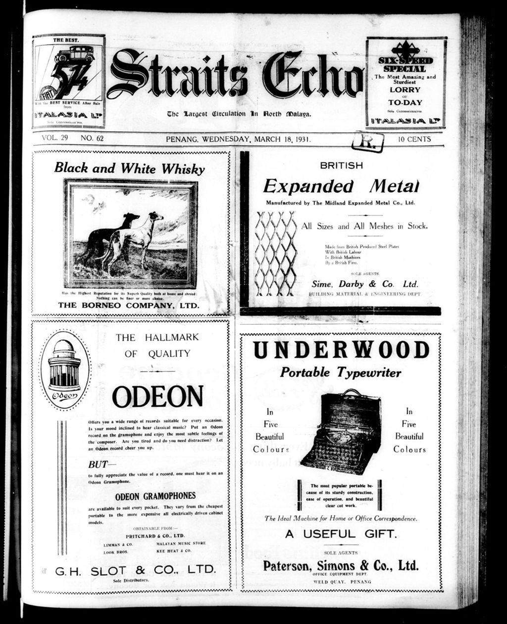 Miniature of Straits Echo 18 March 1931