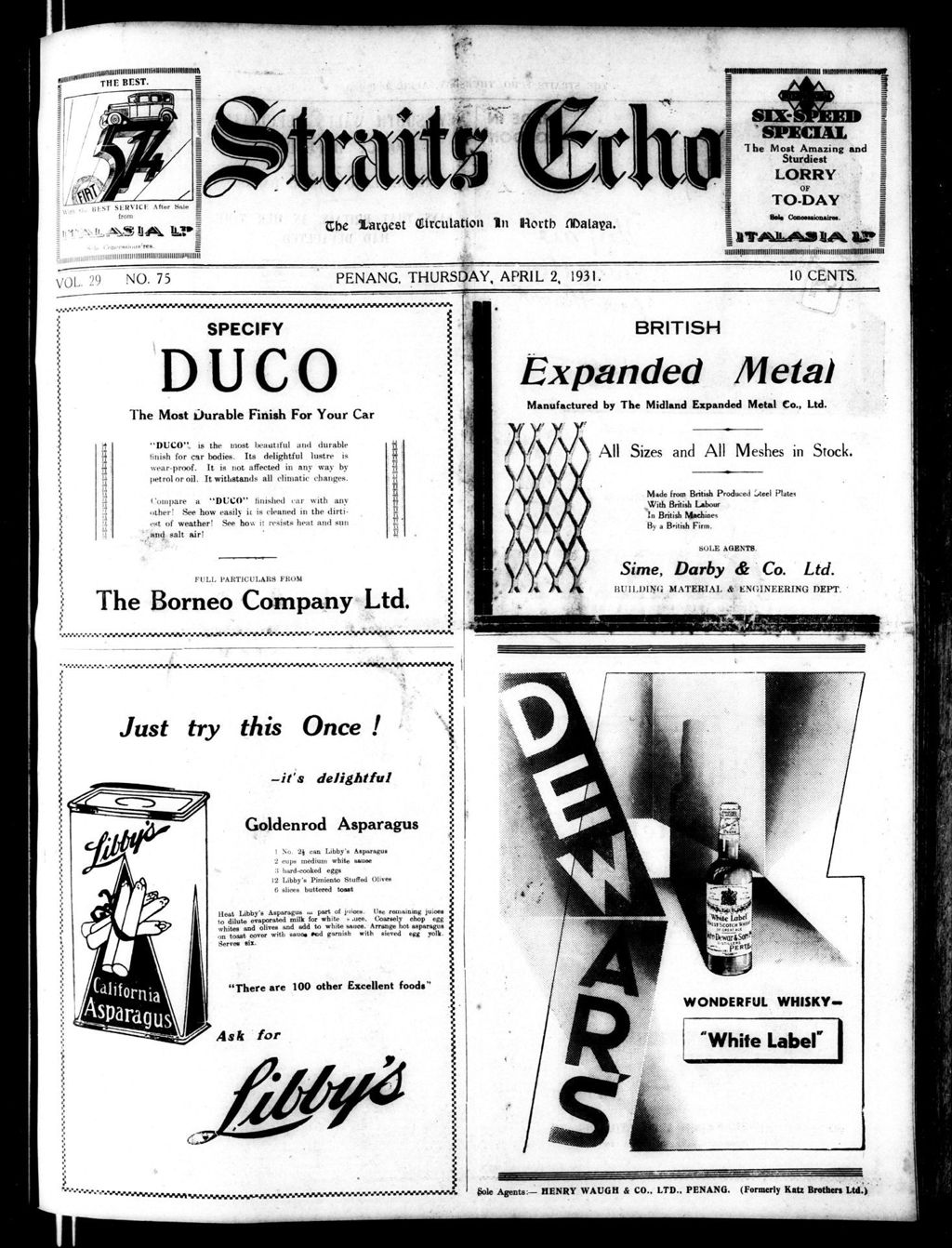 Miniature of Straits Echo 02 April 1931