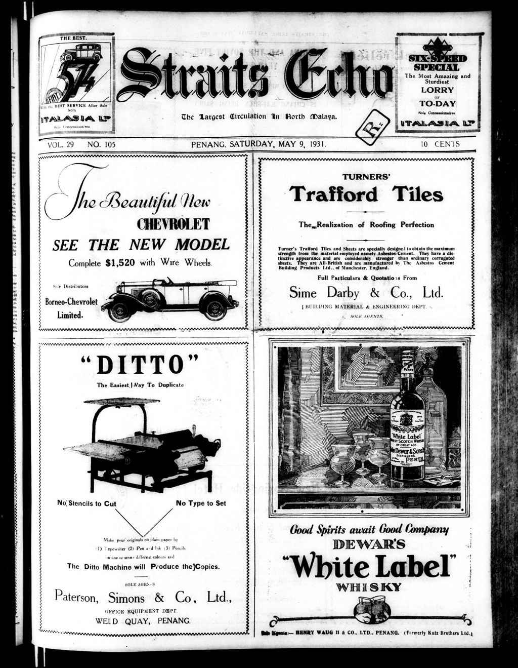 Miniature of Straits Echo 09 May 1931