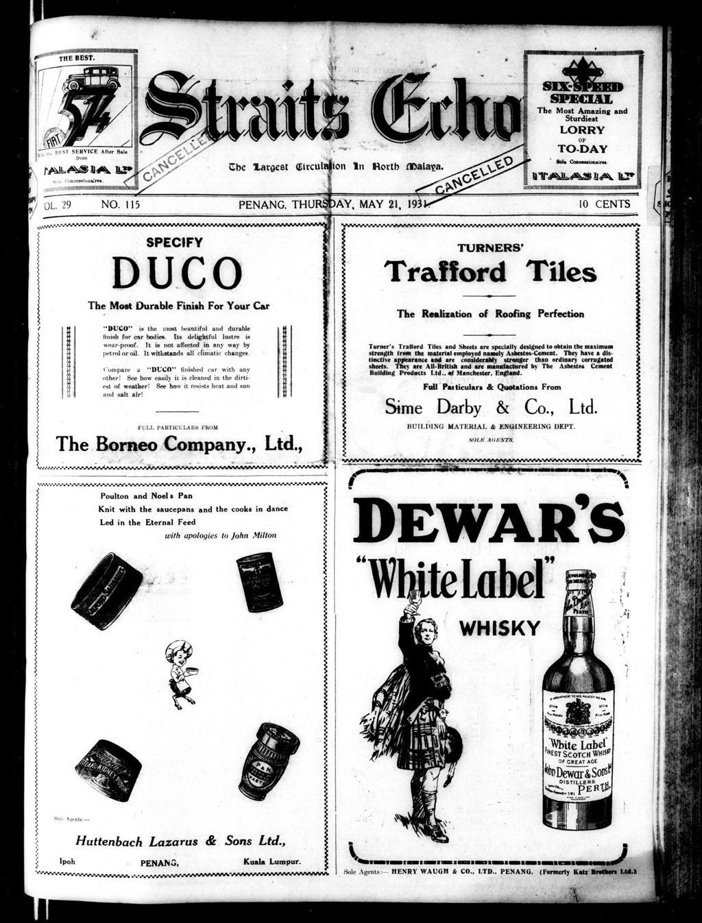 Miniature of Straits Echo 21 May 1931