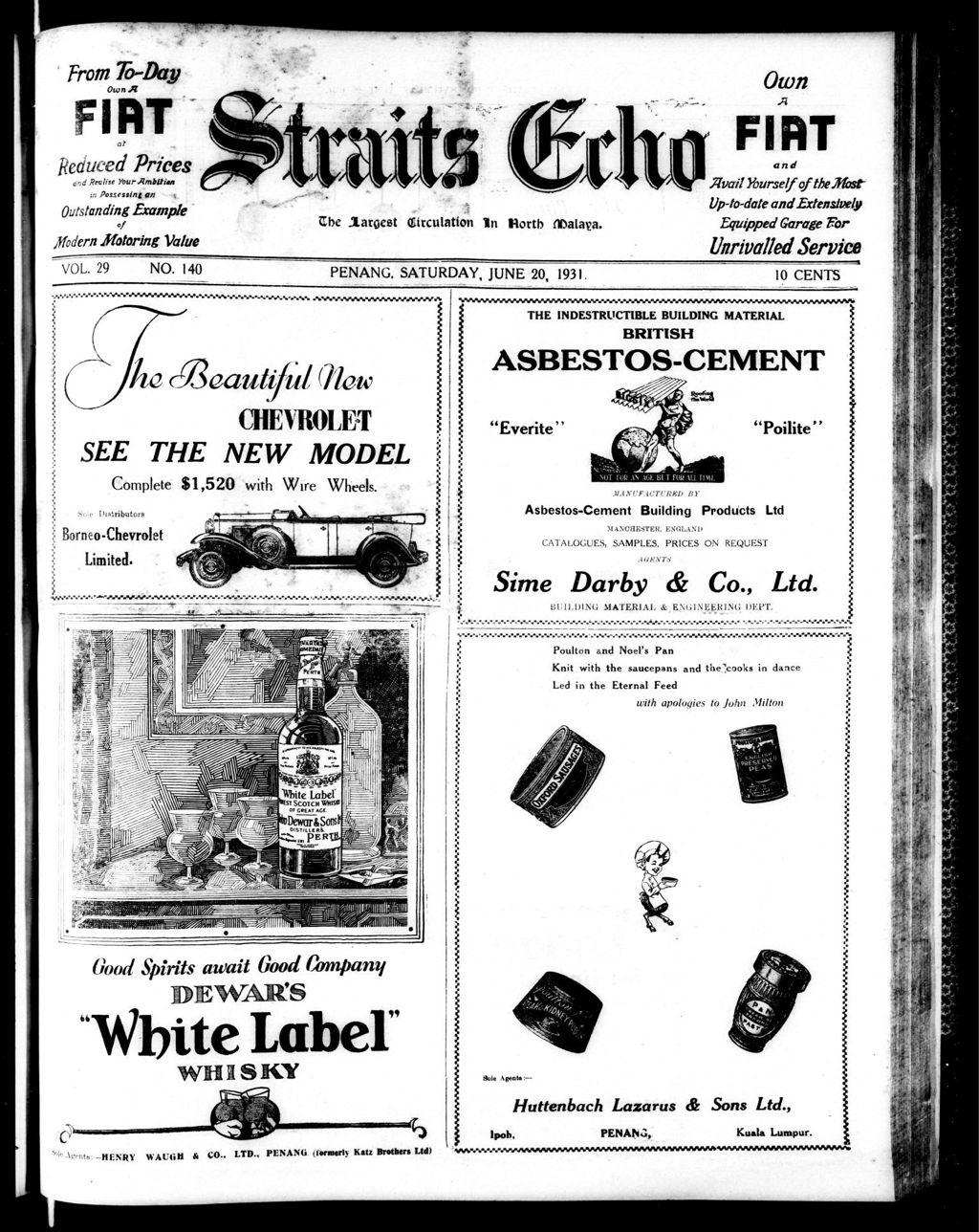 Miniature of Straits Echo 20 June 1931