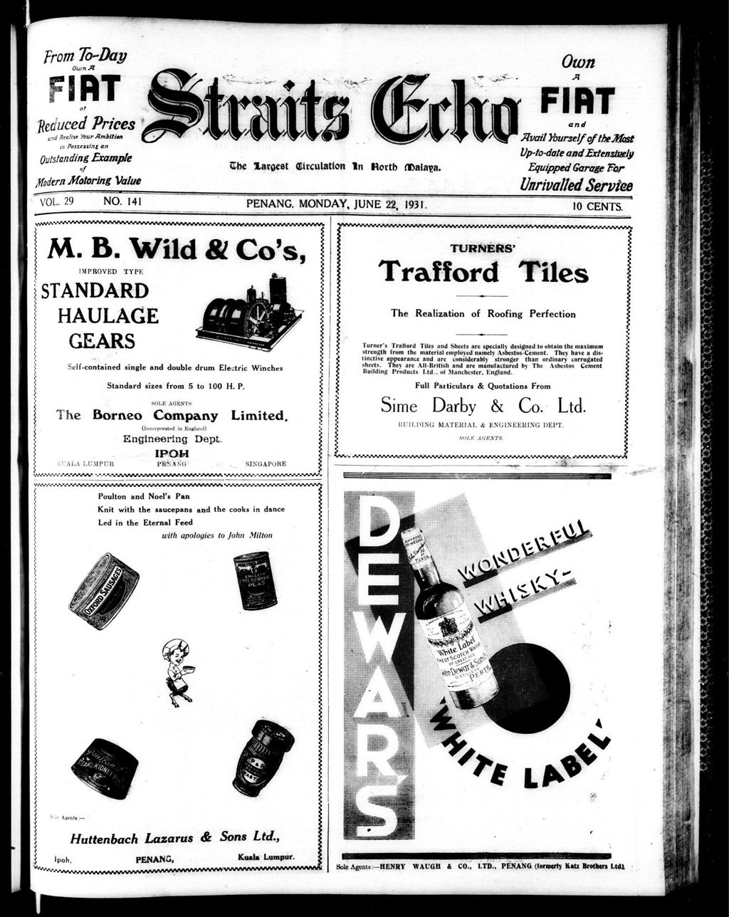 Miniature of Straits Echo 22 June 1931