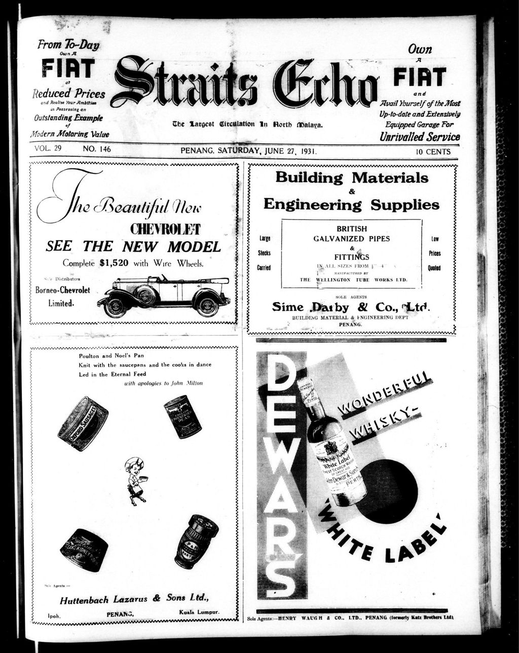 Miniature of Straits Echo 27 June 1931