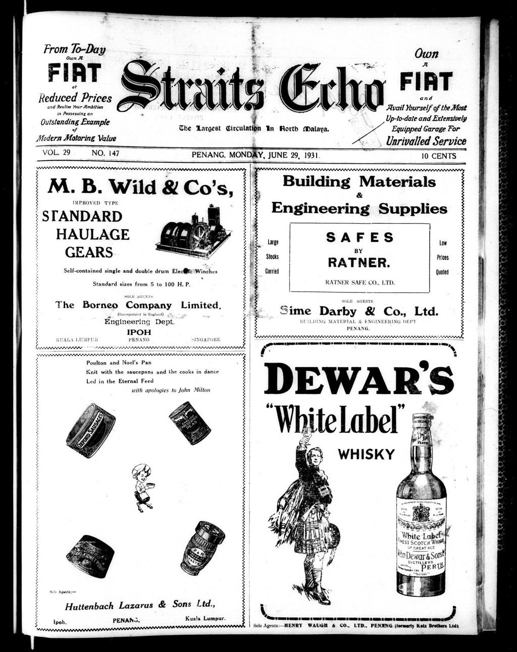 Miniature of Straits Echo 29 June 1931