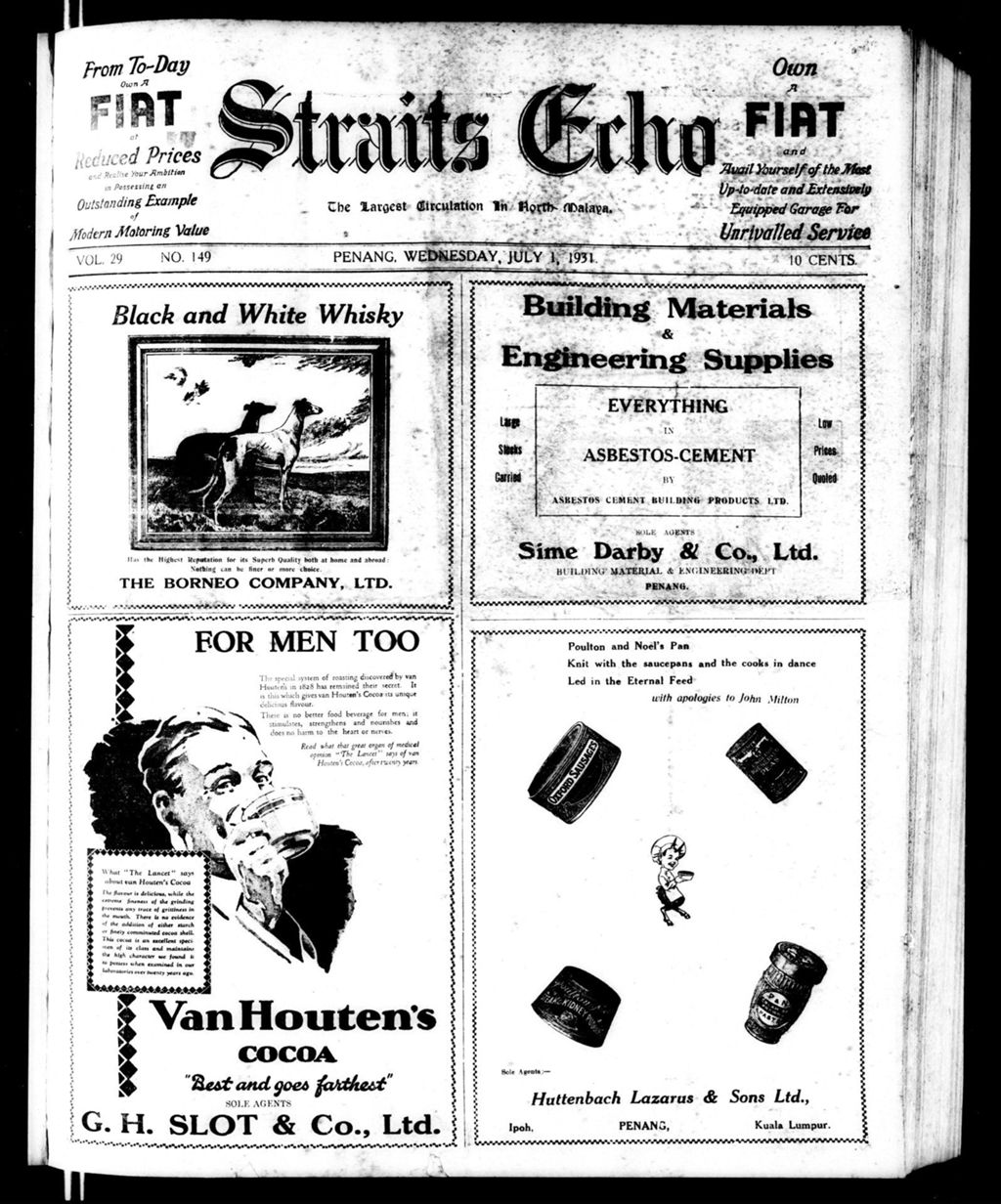 Miniature of Straits Echo 01 July 1931