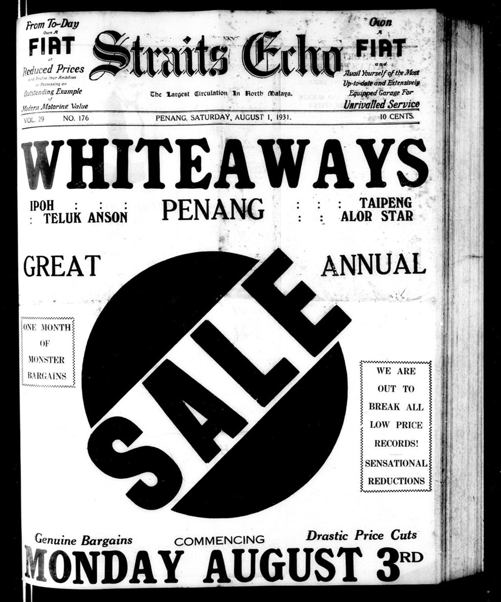 Miniature of Straits Echo 01 August 1931