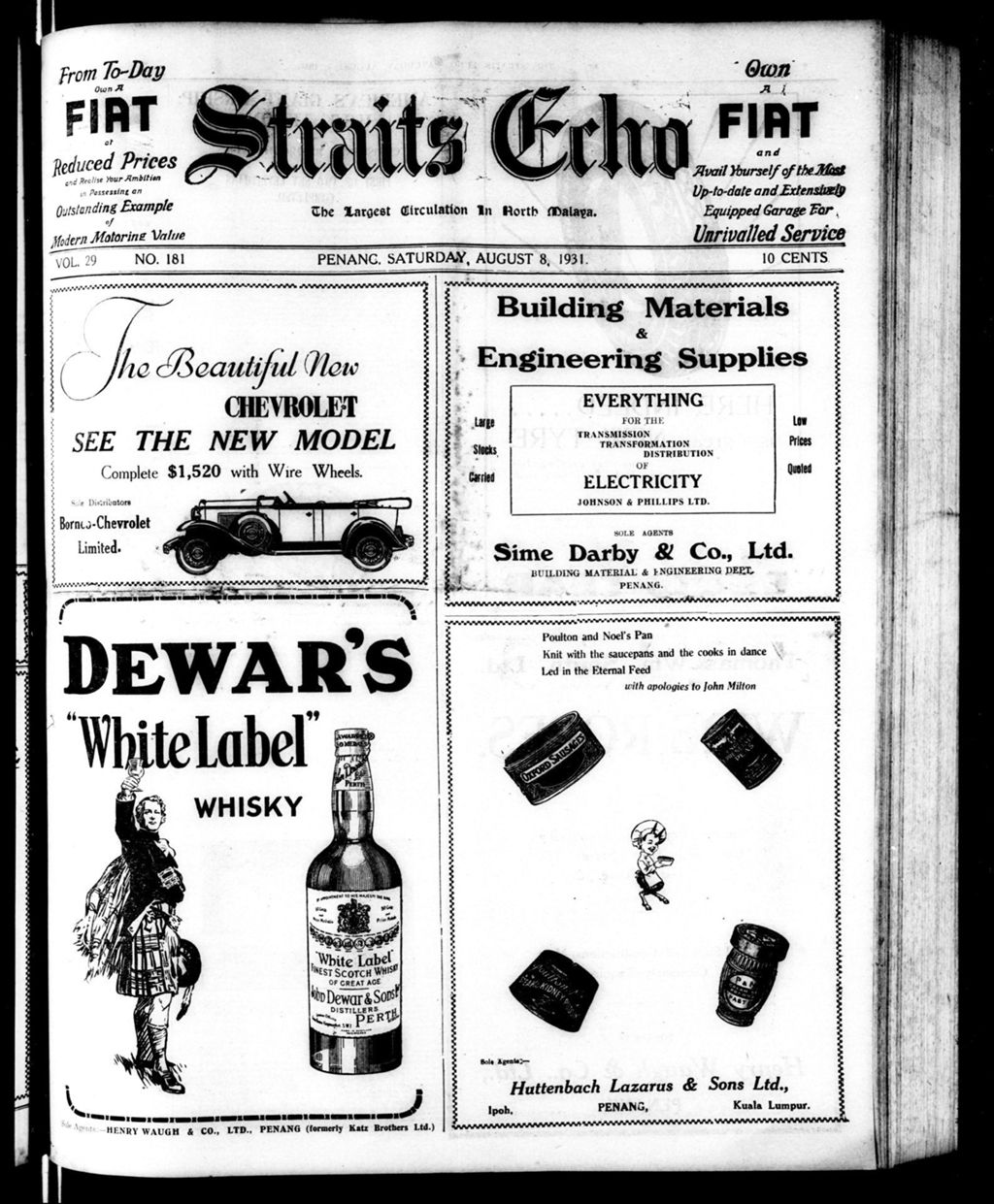 Miniature of Straits Echo 08 August 1931