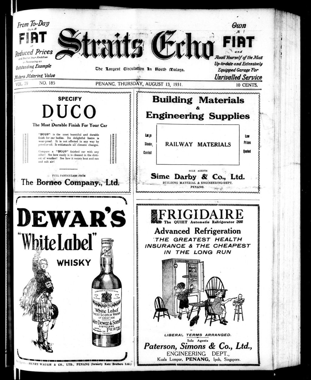 Miniature of Straits Echo 13 August 1931