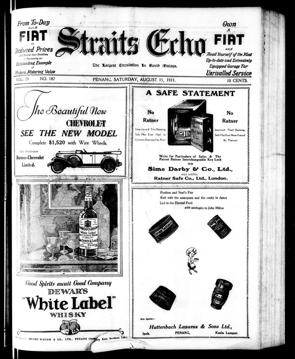 Miniature of Straits Echo 15 August 1931