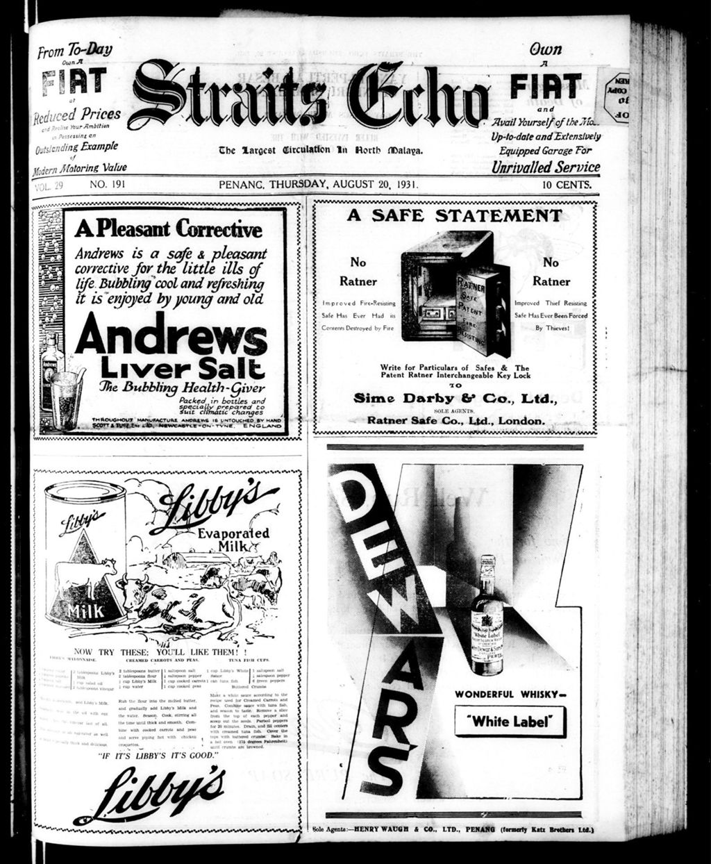 Miniature of Straits Echo 20 August 1931