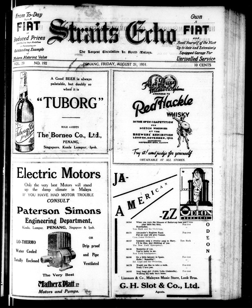 Miniature of Straits Echo 21 August 1931