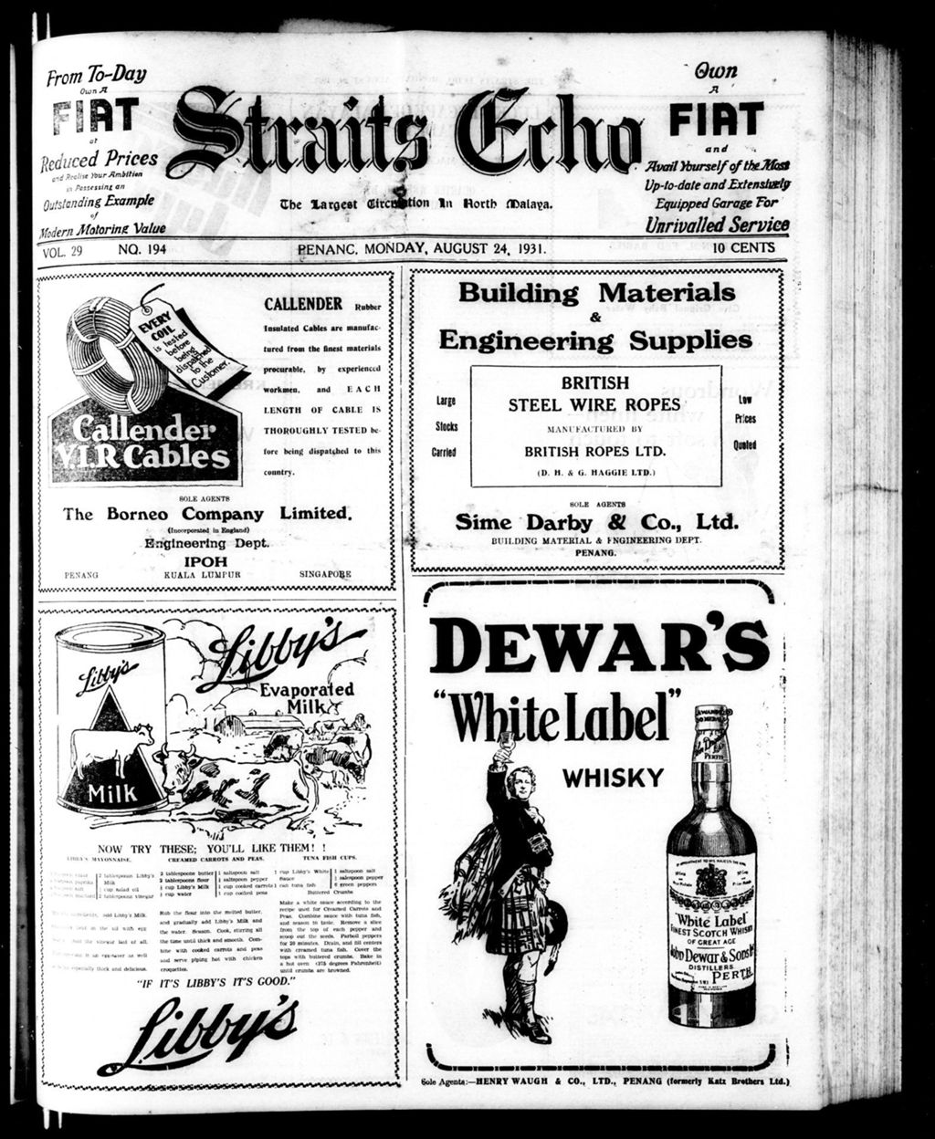 Miniature of Straits Echo 24 August 1931