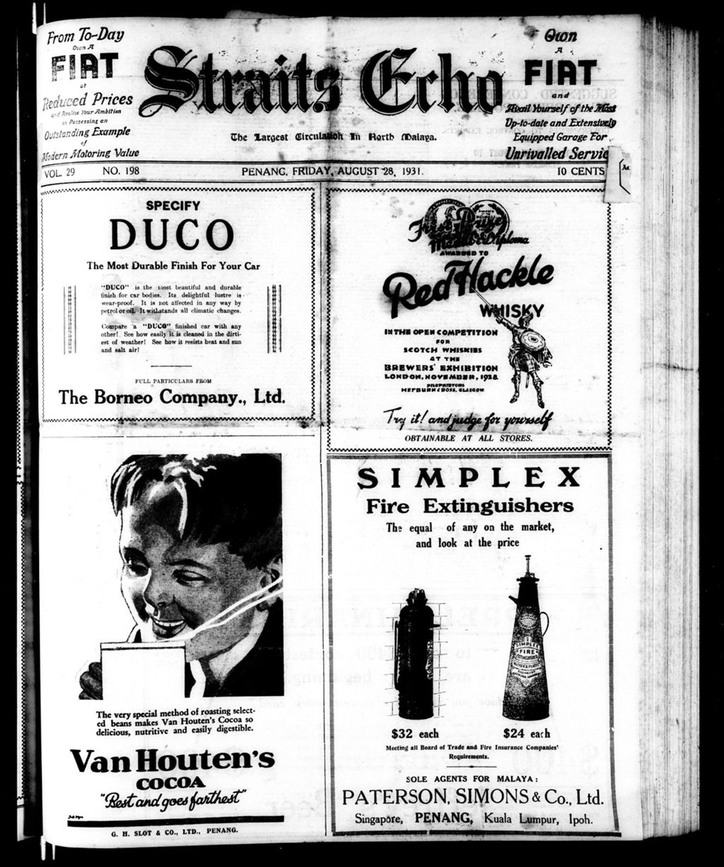 Miniature of Straits Echo 28 August 1931