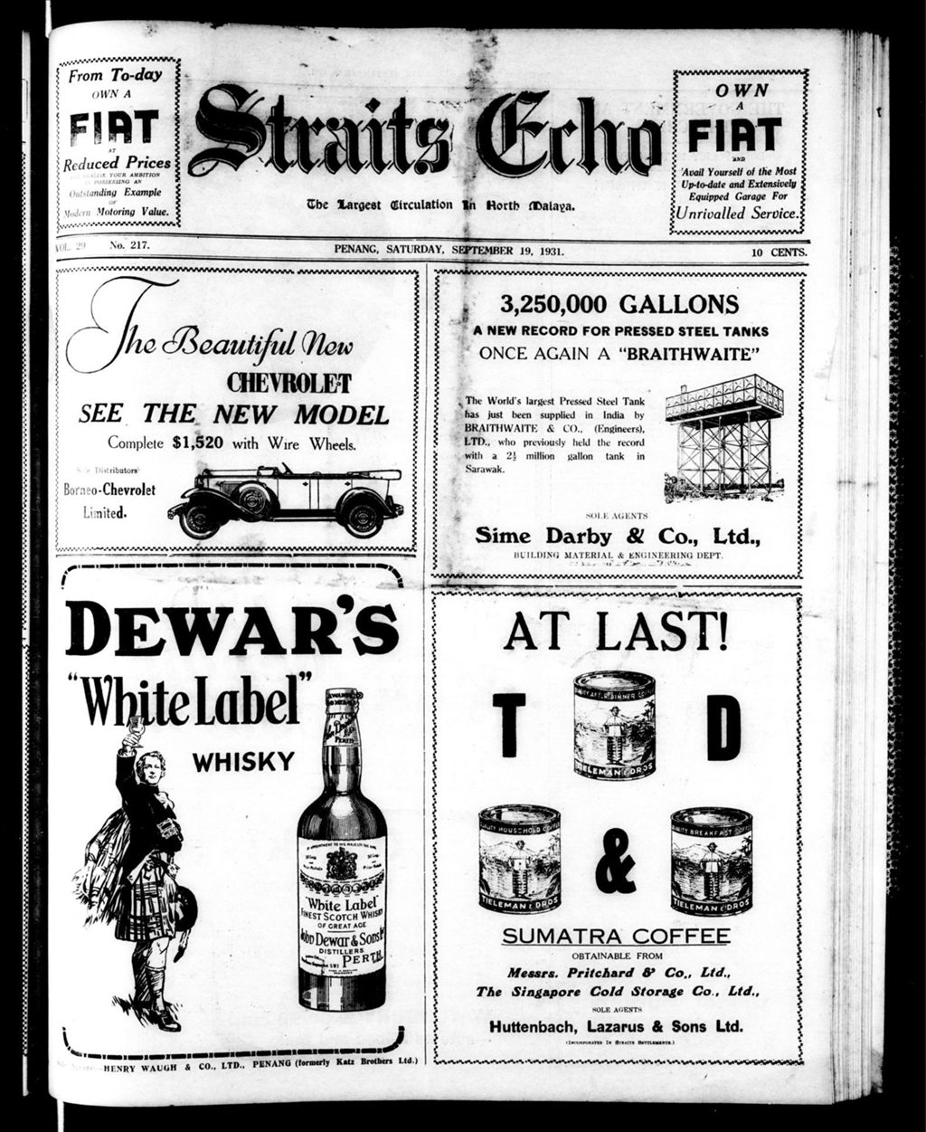 Miniature of Straits Echo 19 September 1931