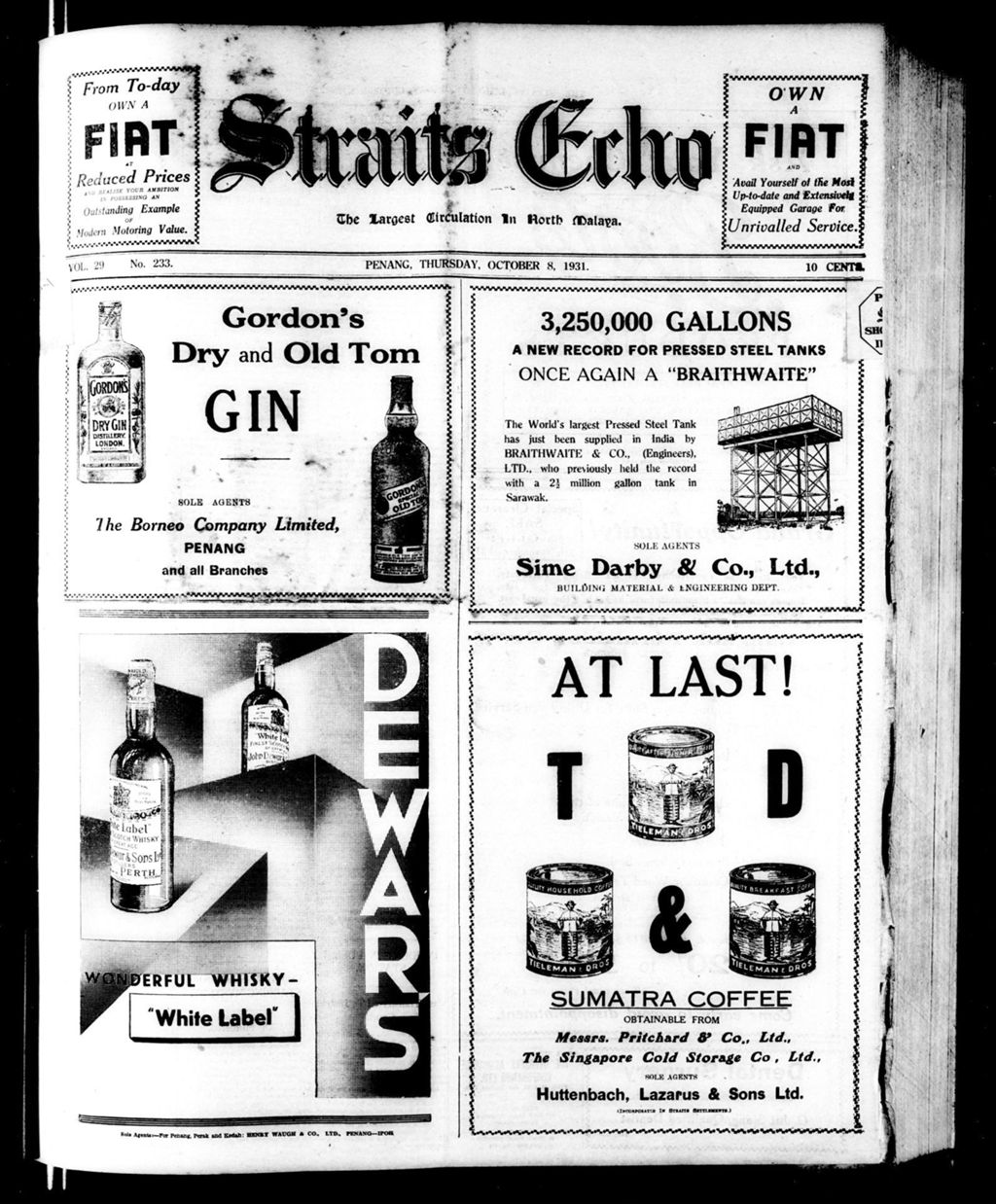 Miniature of Straits Echo 08 October 1931