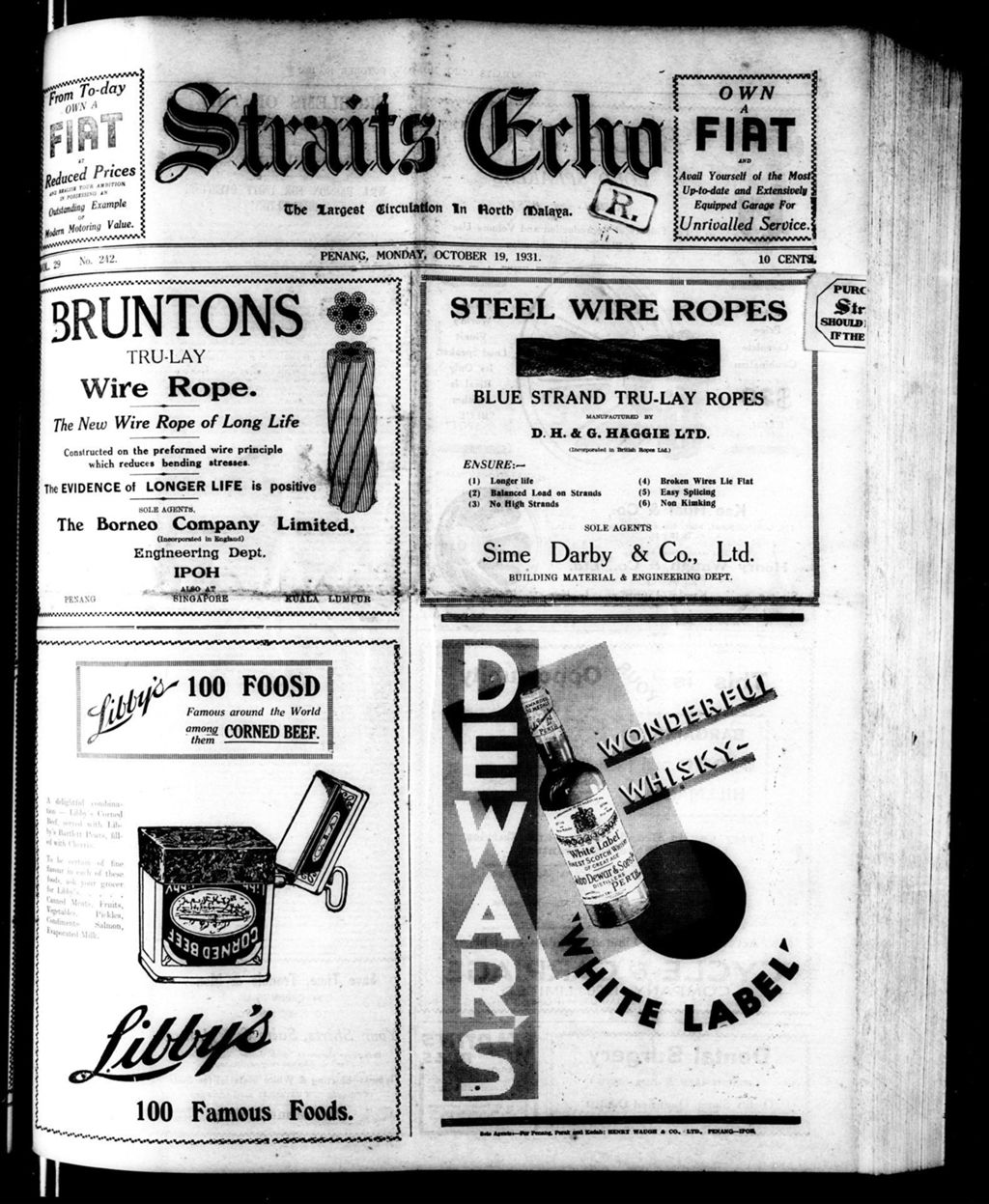 Miniature of Straits Echo 19 October 1931