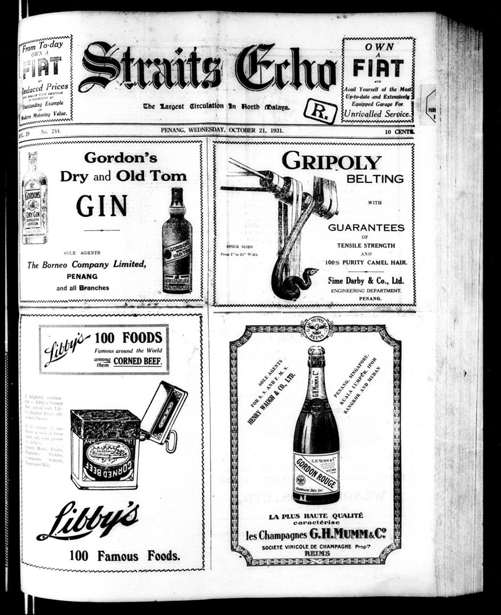 Miniature of Straits Echo 21 October 1931