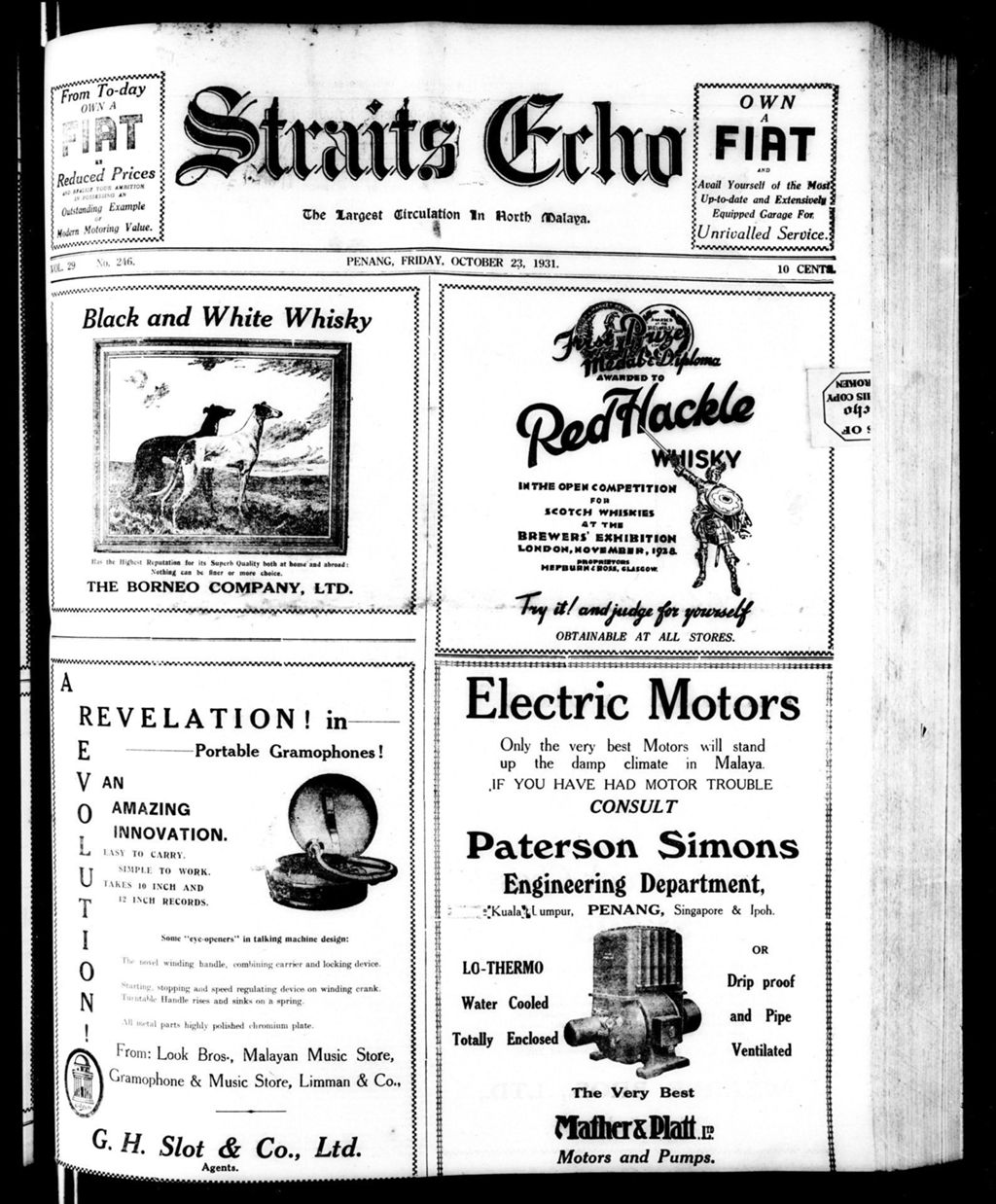 Miniature of Straits Echo 23 October 1931