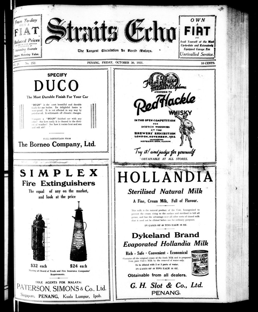 Miniature of Straits Echo 30 October 1931