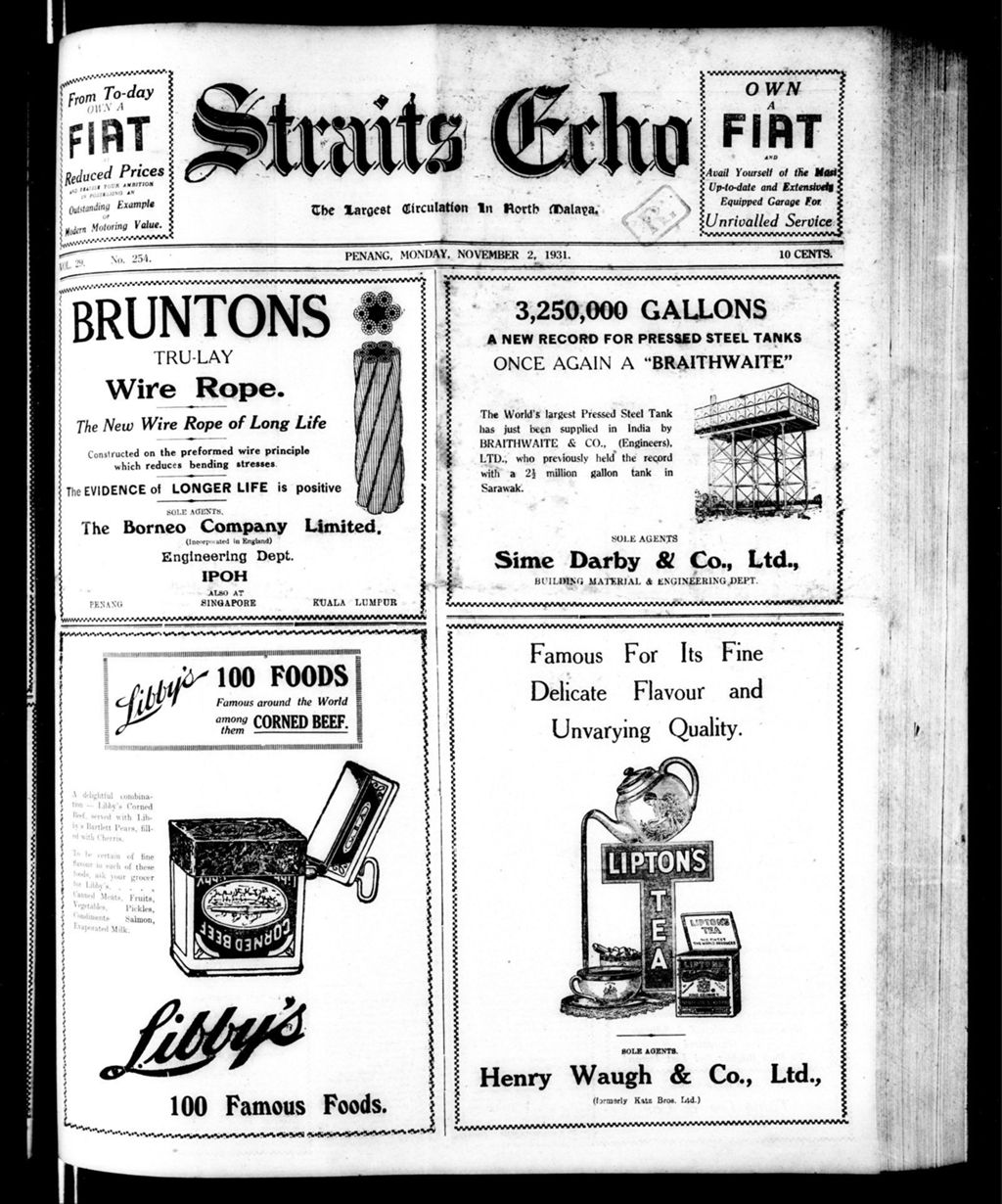 Miniature of Straits Echo 02 November 1931