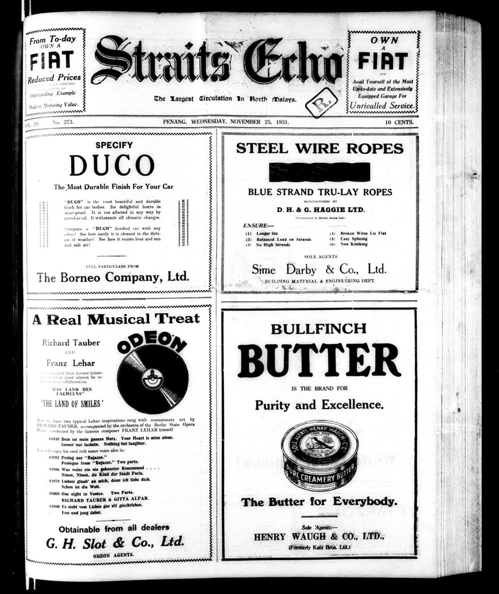 Miniature of Straits Echo 25 November 1931