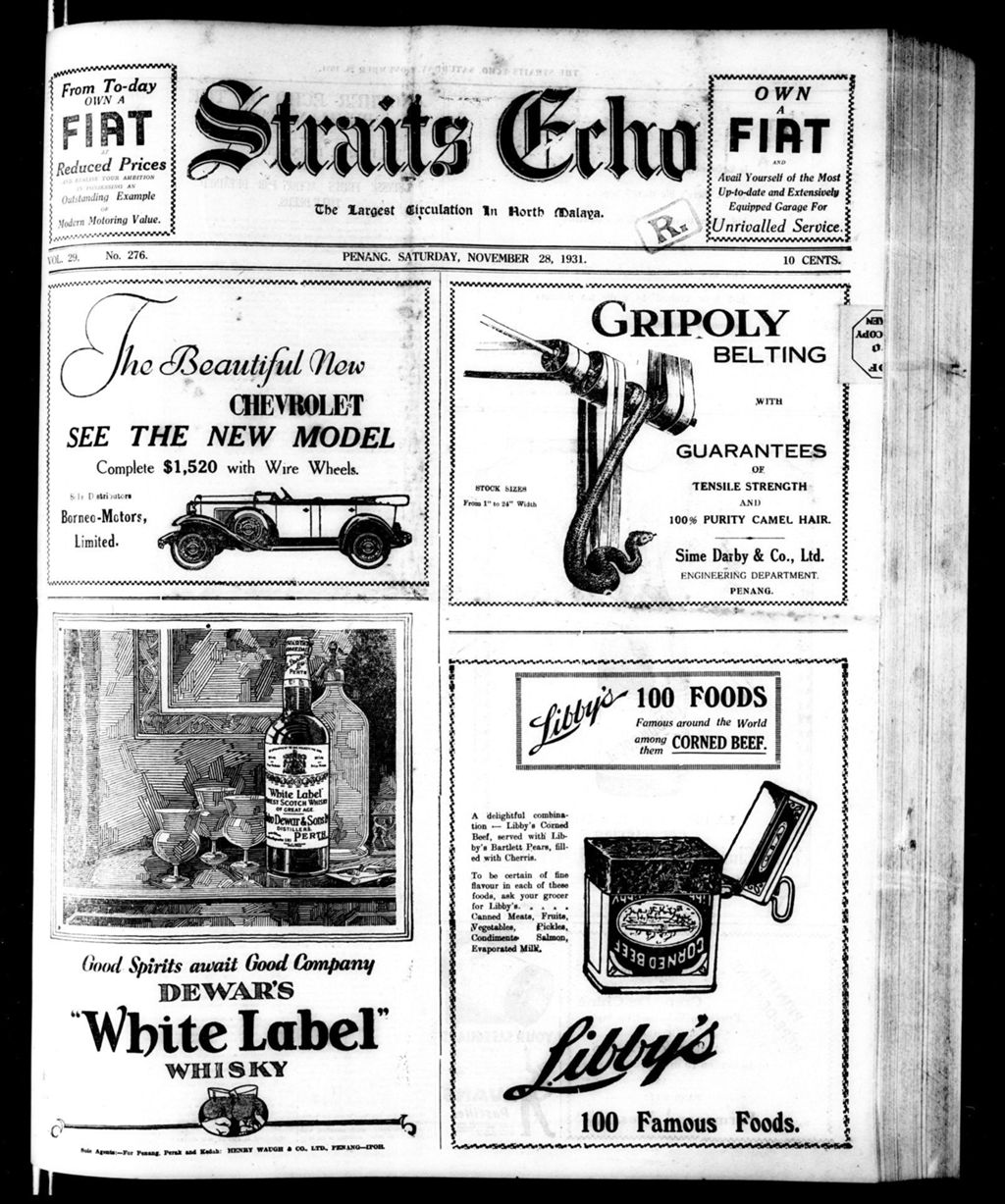 Miniature of Straits Echo 28 November 1931