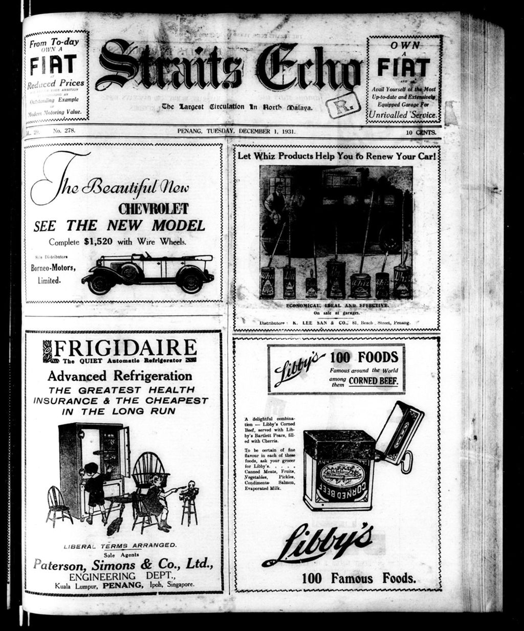 Miniature of Straits Echo 01 December 1931