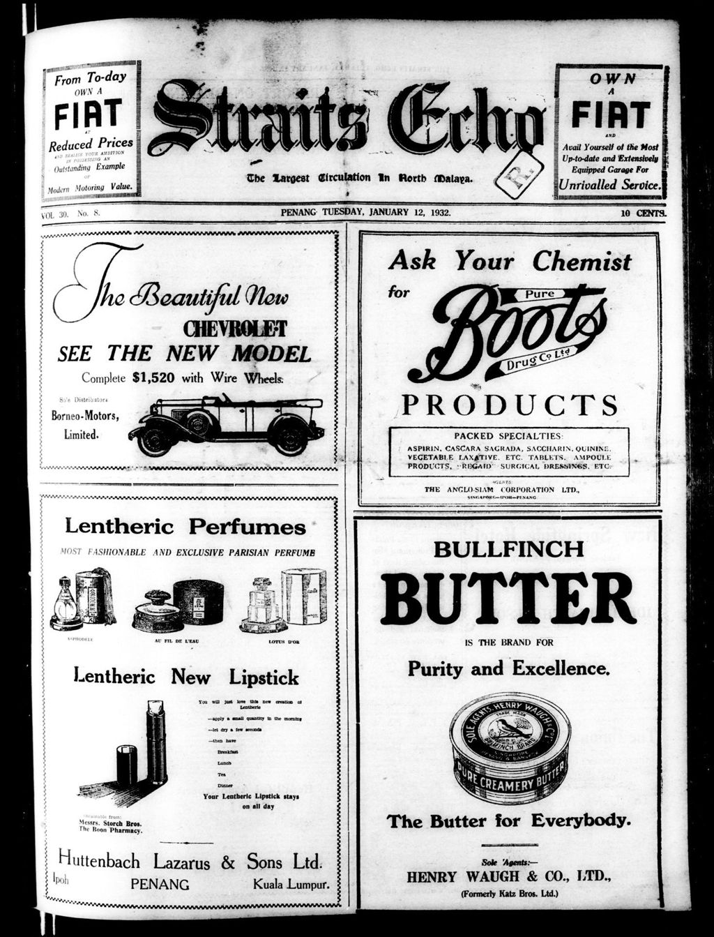 Miniature of Straits Echo 12 January 1932