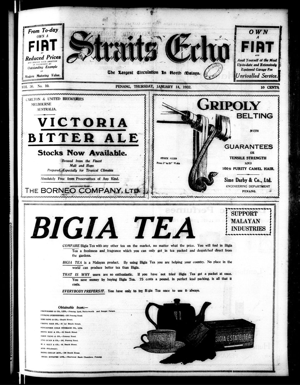 Miniature of Straits Echo 14 January 1932