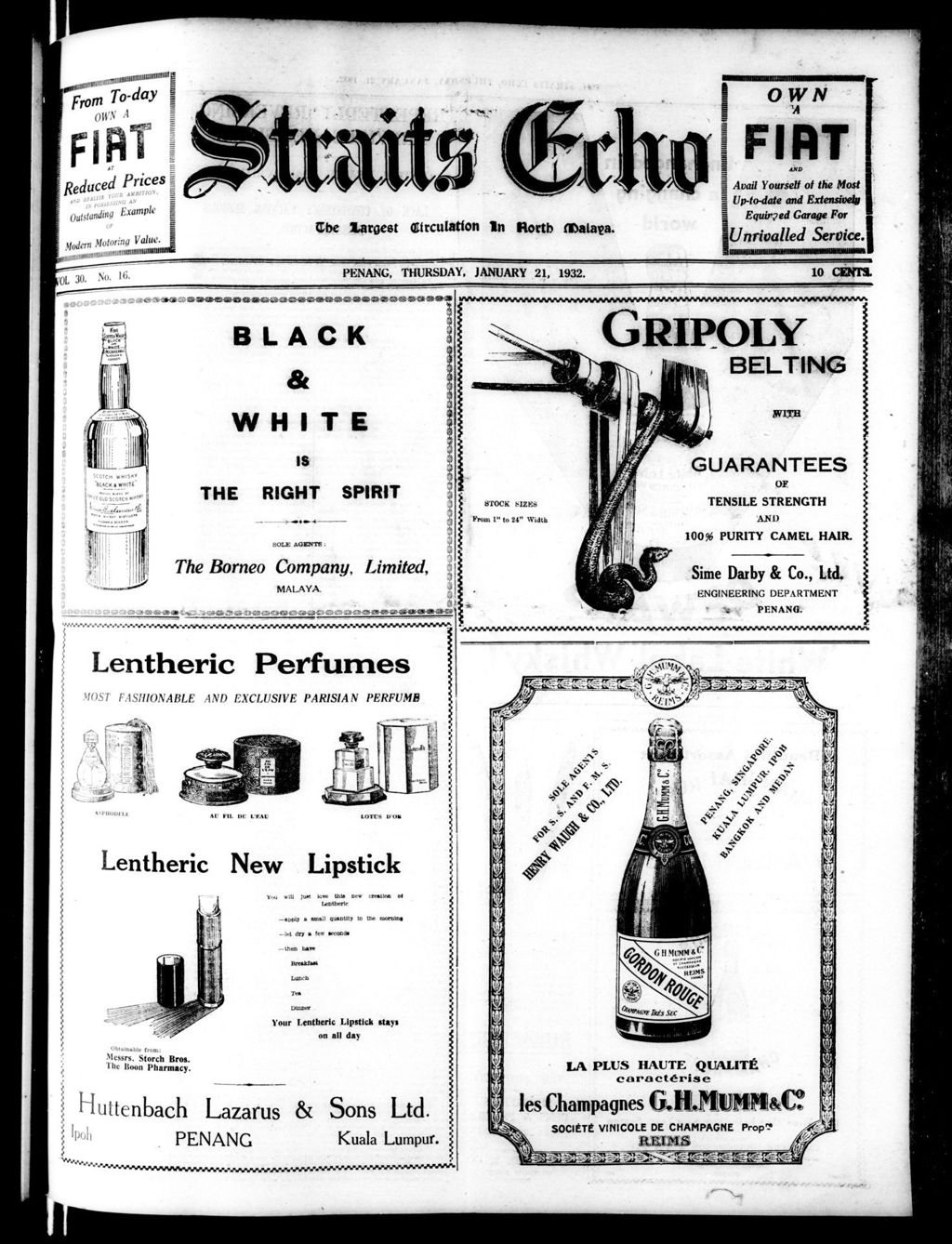 Miniature of Straits Echo 21 January 1932