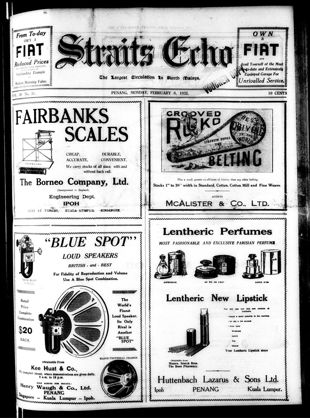 Miniature of Straits Echo 08 February 1932