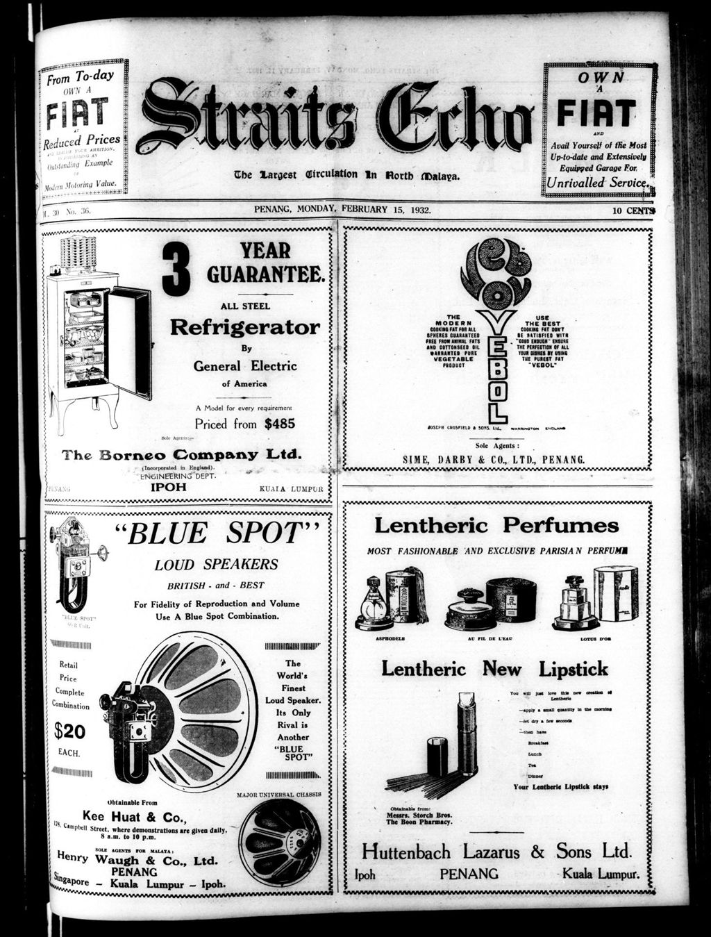 Miniature of Straits Echo 15 February 1932